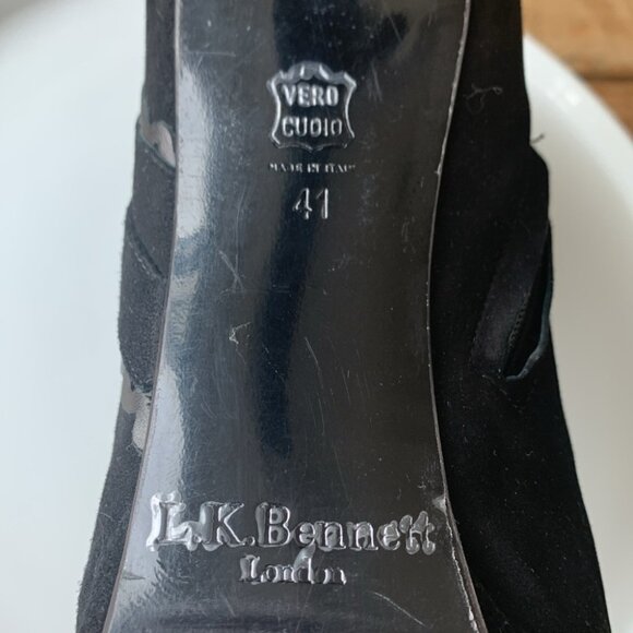 L.K. Bennett Black Suede Side Zip Nikita Boot Bootie - Picture 11 of 13